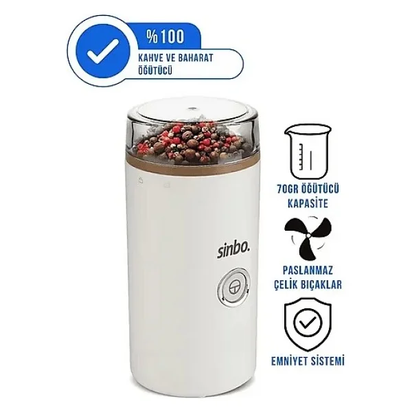 Sinbo Scm-2980 Elektrikli Kahve Ve Baharat Öğütücü Paslanmaz Çelik Malzeme İle Gri Renk - Görsel 8