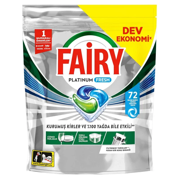 Fairy Platinum Fresh Bulaşık Makinesi Tableti 72'li - Görsel 10