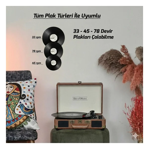 Record Master St14012 Kahverengi Çantalı Retro Pikap - Görsel 2