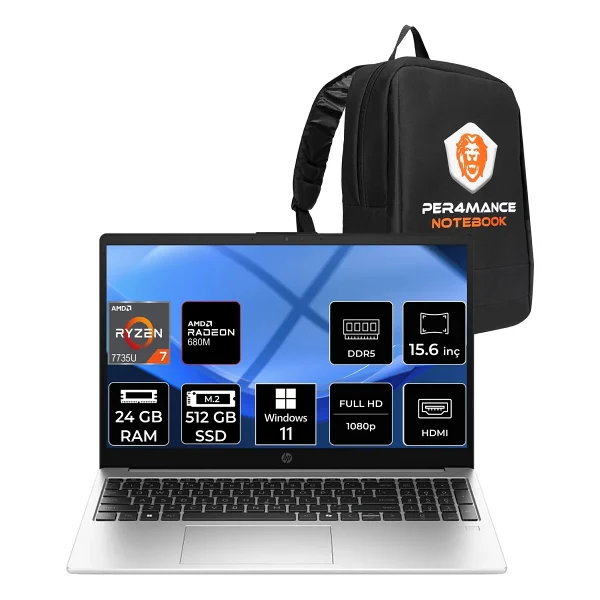 HP 255R G10 D30M1ET Ryzen 7 7735U 24 GB 512 GB SSD Radeon 680M 15.6 - Görsel 6