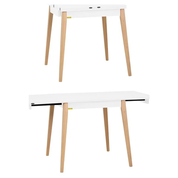 Vilinze Avanos Ahşap Katlanır Kanatlı Mdf Mutfak Masası - 70x70+70 (70x140) Cm - Naturel - Beyaz - Görsel 3