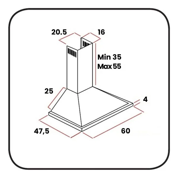 Alveus Schlosser Gusto Krem 60 Cm Davlumbaz - Görsel 3