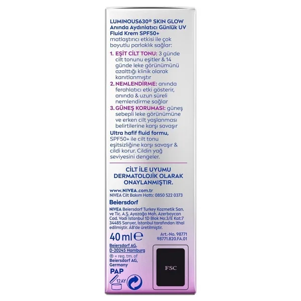 Nivea Luminous630 Skin Glow Fluid 40 Ml 50 Faktör Güneş Kremi - Görsel 8