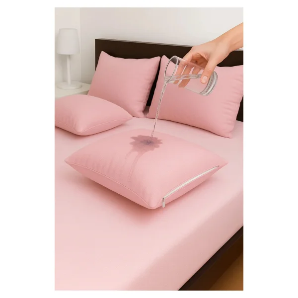 Formeya 2'li Fermuarlı Sıvı Geçirmez Yastık Alezi Yastık Koruyucu - 50 X 70 - Pembe - Görsel 3