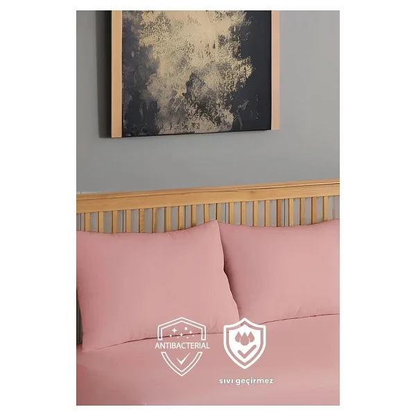 Formeya 2'li Fermuarlı Sıvı Geçirmez Yastık Alezi Yastık Koruyucu - 50 X 70 - Pembe - Görsel 4
