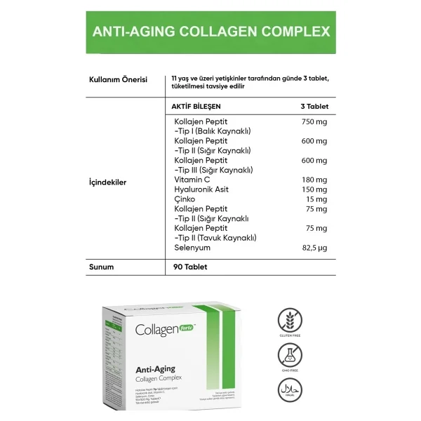 Collagen Forte Anti-Aging Collagen Complex 1500 Mg 90 Tablet - Görsel 10