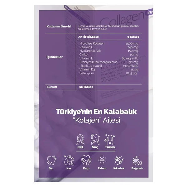 Collagen Forte Premium 3 Tip Kolajen 1200 Mg 90 Tablet - Görsel 9