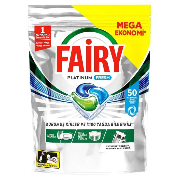 Fairy Platinum Fresh Bulaşık Makinesi Tableti 50'li - Görsel 2