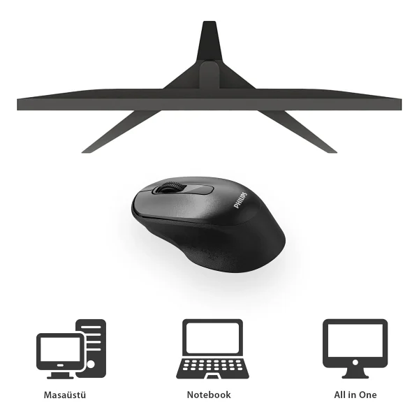 Philips Spk7448b Siyah Sessiz Optik Kablosuz Mouse - Görsel 4