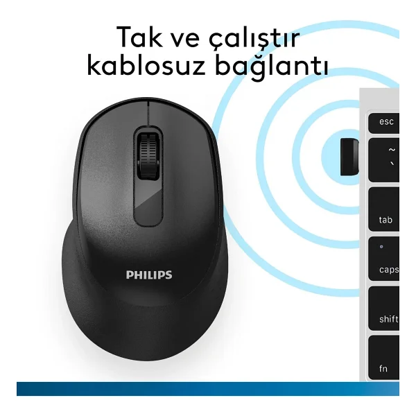 Philips Spk7448b Siyah Sessiz Optik Kablosuz Mouse - Görsel 7
