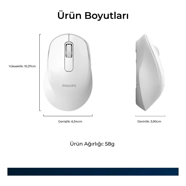 Philips Spk7448 Beyaz Sessiz Optik Kablosuz Mouse - Görsel 5