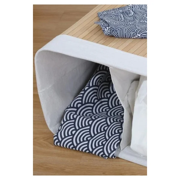 Bambu Kirli Temiz Bölmeli Çamaşır Sepeti 32x52x60 - Bej - Görsel 3