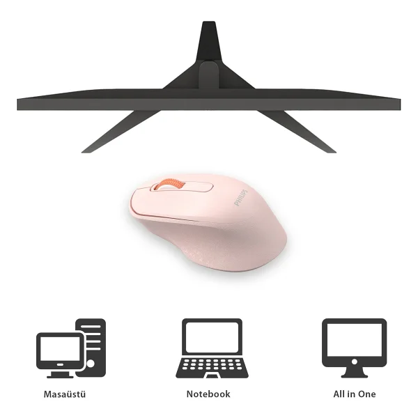 Philips Spk7448 Pembe Sessiz Optik Kablosuz Mouse - Görsel 6