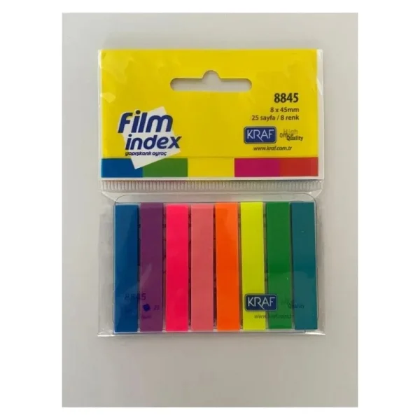 Kraf Fılm Yapışkanlı Ayraç Index 8x45mm. 25 Sayfa 8 Renk - 8845 - Görsel 2
