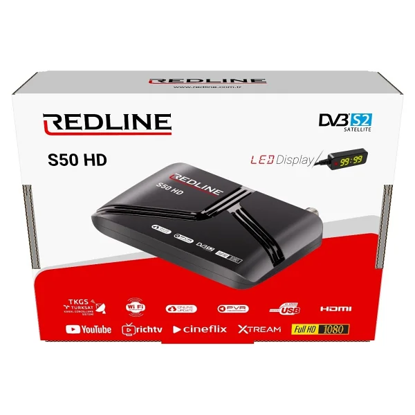 Redline S50 HD Mini Uydu Alıcısı Full HD Görüntü Kalitesi Ethernet Ve Wi-Fi Bağlantı Özellikleri - Siyah - Görsel 3