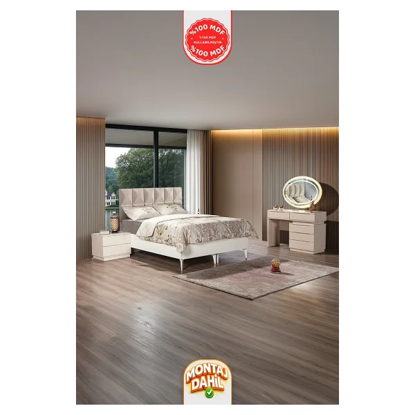 İmbaş Çeşme Vizon Yatak Odası Takmı %100 Mdf - Bazalı - Görsel 2