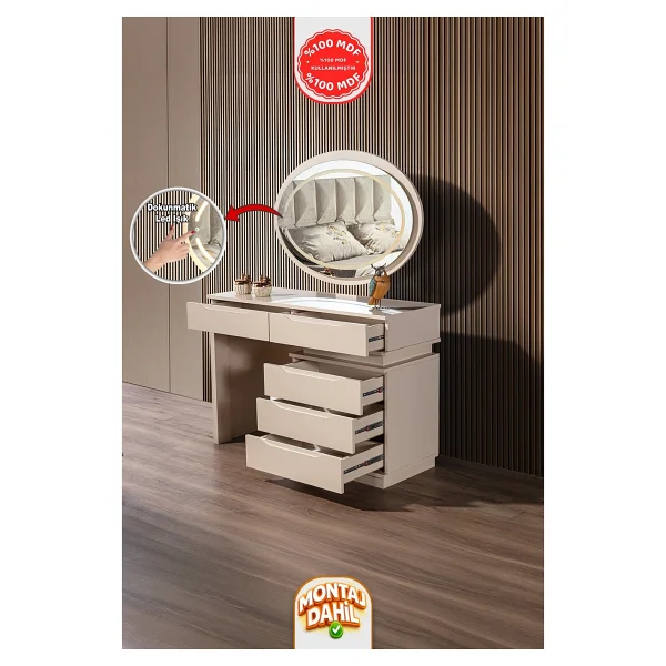 İmbaş Çeşme Vizon Yatak Odası Takmı %100 Mdf - Bazalı - Görsel 6