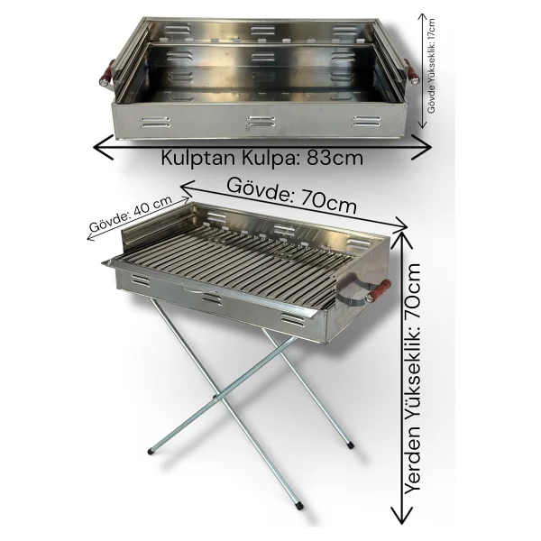 Pratikoutdoor 70x40 Cm Katlanır Kömürlü Mangal - Görsel 2