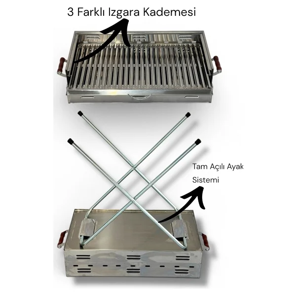 Pratikoutdoor 70x40 Cm Katlanır Kömürlü Mangal - Görsel 3