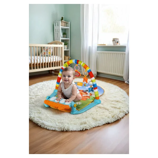 Babycim Piyanolu Mantar Desenli Bebek Oyun Halısı - Hayvan Figürlü - Turuncu - 50 X 70 Cm - Görsel 4