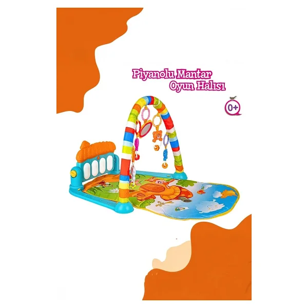 Babycim Piyanolu Mantar Desenli Bebek Oyun Halısı - Hayvan Figürlü - Turuncu - 50 X 70 Cm - Görsel 5
