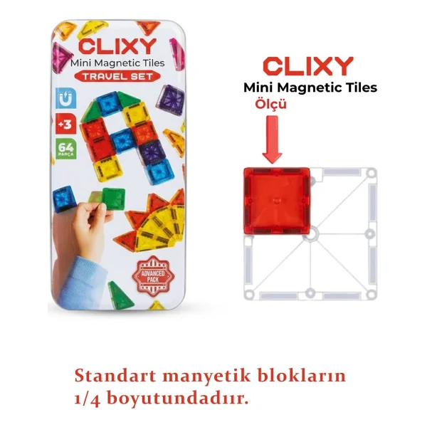 Clixy Mini Manyetik Bloklar 64 Parça Travel Set - Görsel 2