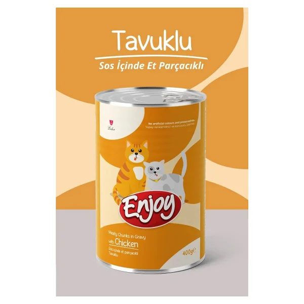 Enjoy Gravy Soslu Tavuklu 400 Gr Yetişkin Konserve Kedi Maması - Görsel 2