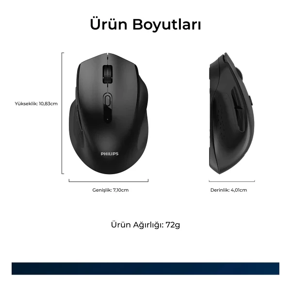 Philips Spk7547 Siyah Optik Kablosuz Mouse - Görsel 8