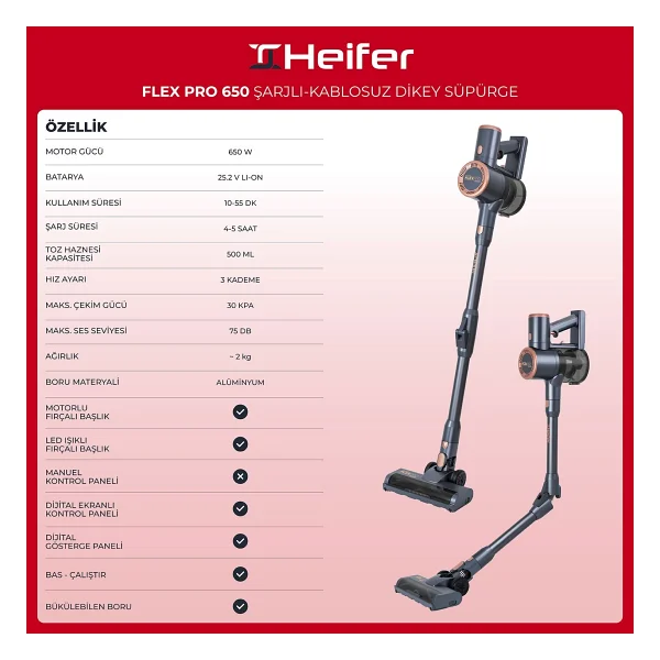 Heifer Flexpro Şarjlı Dikey Süpürge - Görsel 9