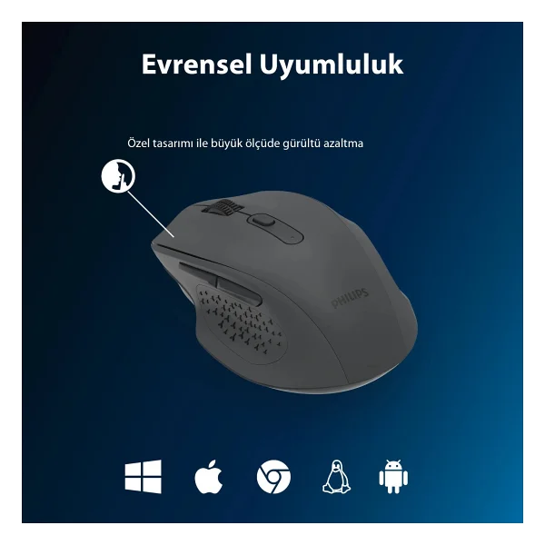Philips Spk7547 Gri Optik Kablosuz Mouse - Görsel 2