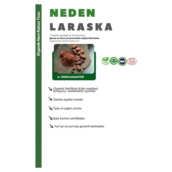 Laraska Organik Ham Kakao Tozu 50 Gr - Görsel 8
