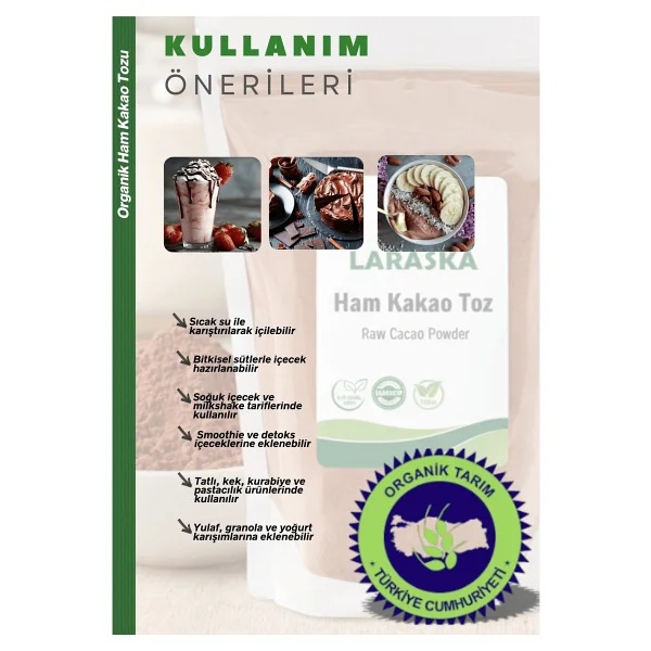 Laraska Organik Ham Kakao Tozu 50 Gr - Görsel 9