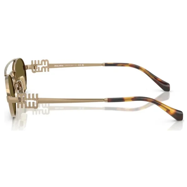 Miu Miu Logo 54zs 7oe09z Brass Gold-Dark Brown Kadın Güneş Gözlüğü - Görsel 10