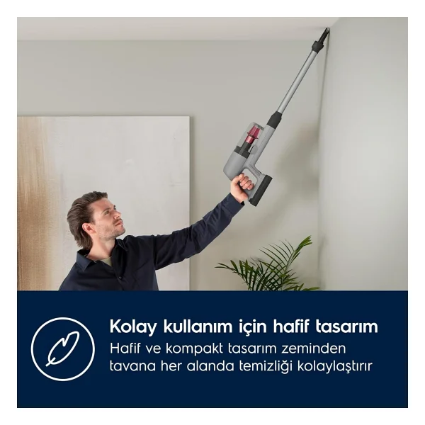 Electrolux Animal 700 Serisi Çok Hafif (2.2 Kg) Ve Güçlü Dikey Şarjlı Süpürge- 10 Yıl Motor Garantili + Dijital Hassas Mutfak Tartısı Hediye - Gri - Koyu Gri - Dijital Mutfak Tartısı Hediye - Görsel 3