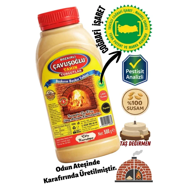 Bozkırlı Çavuşoğlu Çifte Kavrulmuş Kepeksiz Bozkır Tahini 500 gr - Görsel 2