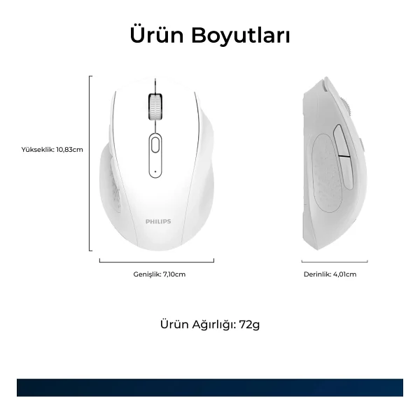 Philips Spk7547 Beyaz Optik Kablosuz Mouse - Görsel 5