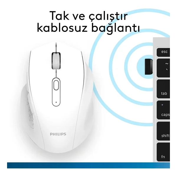 Philips Spk7547 Beyaz Optik Kablosuz Mouse - Görsel 7
