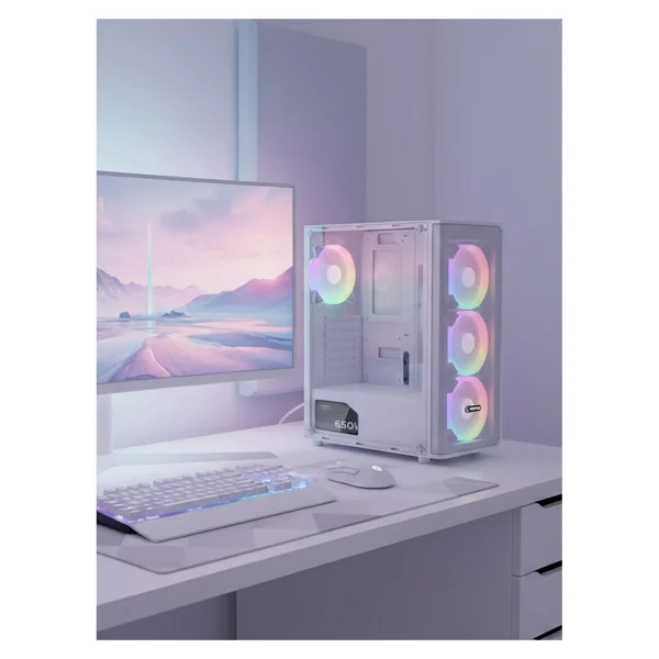 Rampage Helios Mesh Rainbow Fanlı Beyaz 650 W Atx Oyuncu Kasası - Görsel 6