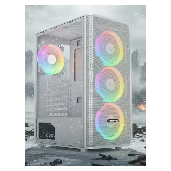 Rampage Helios Mesh Rainbow Fanlı Beyaz 650 W Atx Oyuncu Kasası - Görsel 8