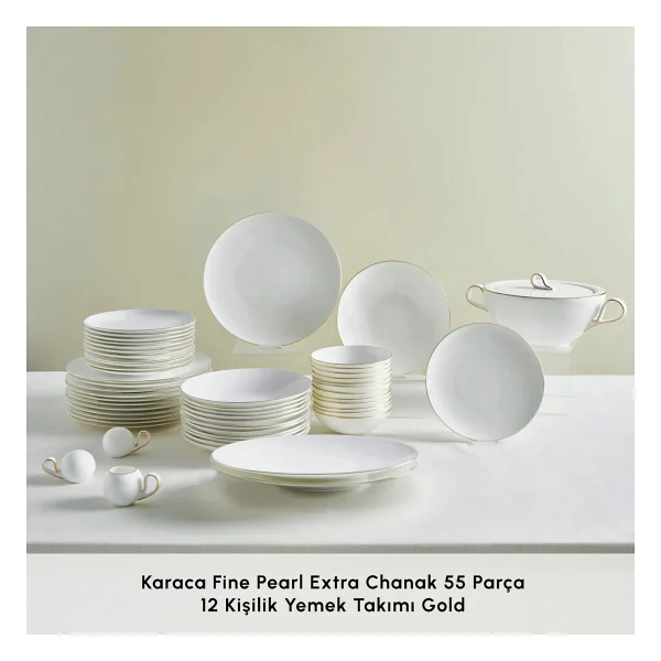 Karaca Fine Pearl Extra Chanak Gold 55 Parça 12 Kişilik Yemek Takımı - Görsel 2
