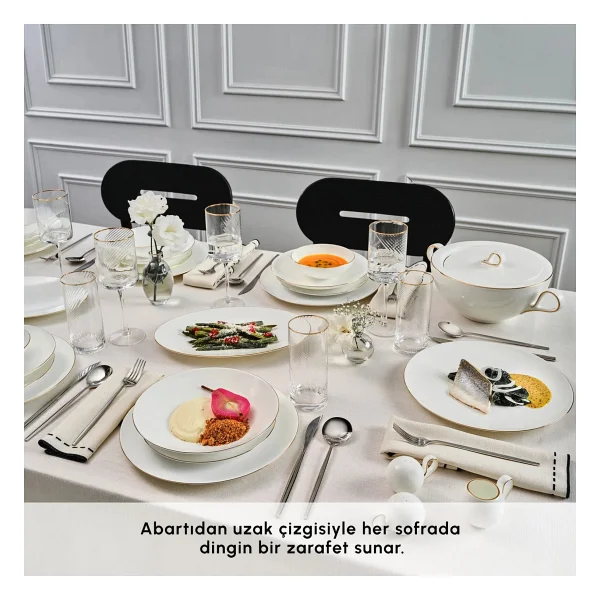Karaca Fine Pearl Extra Chanak Gold 55 Parça 12 Kişilik Yemek Takımı - Görsel 4