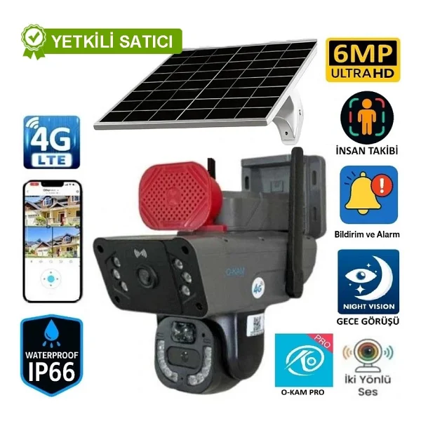 O-Kam 3815 6 Mp Güneş Enerjili Gece Görüşlü Güvenlik Kamerası - Görsel 3