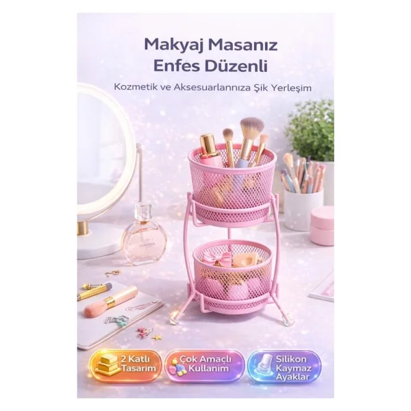Need Nd-2011 Çok Amaçlı İki Katlı Masaüstü Organizer - Metal Masa Düzenleyici - Görsel 4