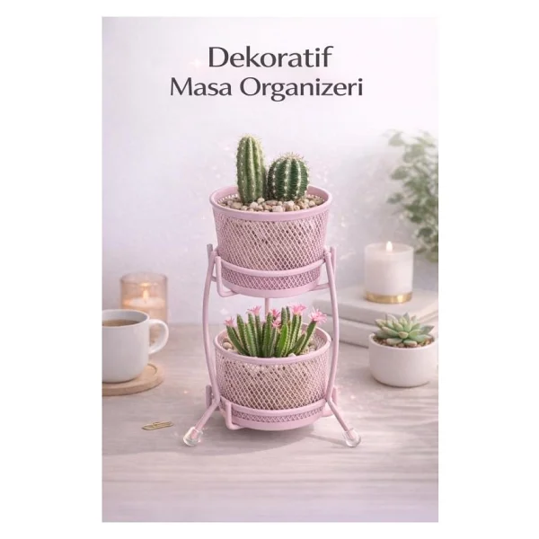 Need Nd-2011 Çok Amaçlı İki Katlı Masaüstü Organizer - Metal Masa Düzenleyici - Görsel 6