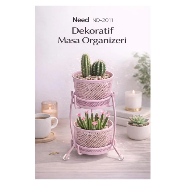Need Nd-2011 Çok Amaçlı İki Katlı Masaüstü Organizer - Metal Masa Düzenleyici - Görsel 7