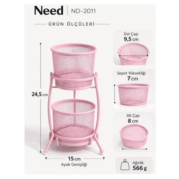 Need Nd-2011 Çok Amaçlı İki Katlı Masaüstü Organizer - Metal Masa Düzenleyici - Görsel 8