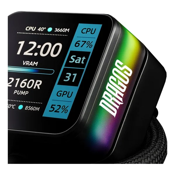 Dragos Rock Lcd Argb Siyah 240 Mm İşlemci Sıvı Soğutucu - Görsel 6
