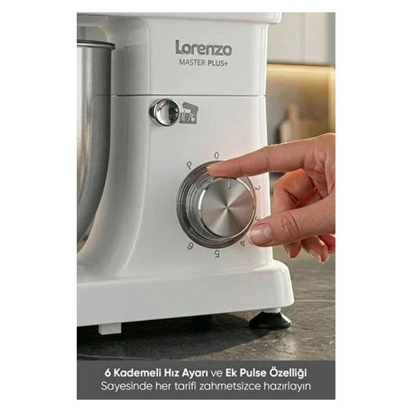 Lorenzo Masterplus 1500 W Krema Beyaz 6 lt Stand Mikser - Görsel 5