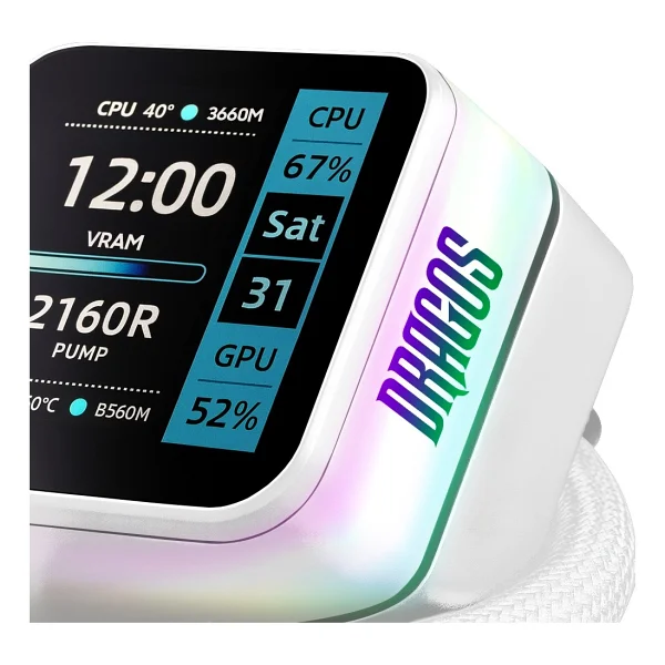 Dragos Rock Lcd Argb Beyaz 240 Mm İşlemci Sıvı Soğutucu - Görsel 6
