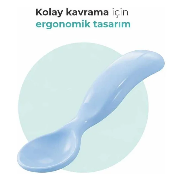 Mamajoo Ergonomik Beslenme Kaşık & Çatal Seti Mavi, 6 Ay+ İkili - Görsel 3